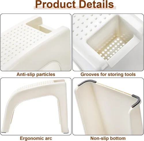 Vista 2 de Hedume Paquete de 2 reposapiés de ducha, soporte para pedicura fácil, taburete de ducha para afeitarse piernas, baño, manicura, antideslizante