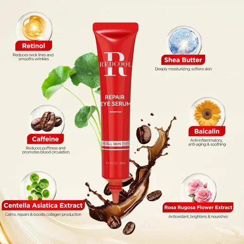Vista 5 de Suero de ojos con cafeína para ojeras e hinchazón, antiarrugas, reafirmante y suaviza las líneas finas, tratamiento de suero de retinol debajo