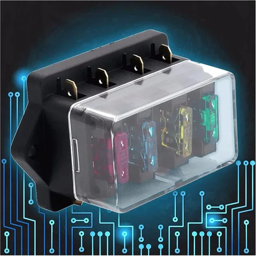 Vista 5 de 12 V / 24 V 4 Way Car Truck Car Blade Fuse Box Holder Circuit Standard ATO + 4X Fuse