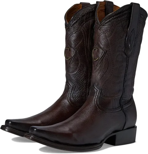 Vista 4 de Cuadra Botas vaqueras para hombre en cuero genuino de ciervo marrón
