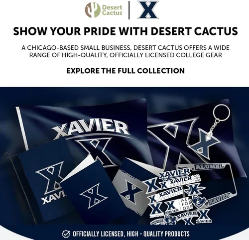 Vista 6 de Desert Cactus Xavier - Gorra de béisbol de la Universidad XU, mosqueteros bordados, correa de tela ajustable para adultos (estilo B) azul