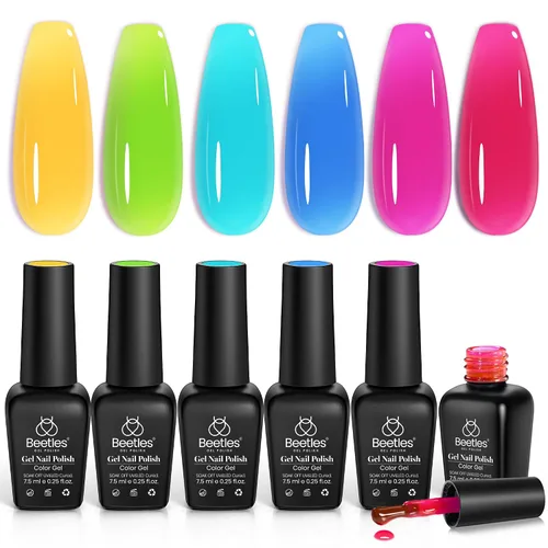 Vista 35 de Beetles - Juego de esmaltes de gel azul, Ocean Range, juego de 6 colores de esmalte de uñas de gel azul A - Azul Ocean Range