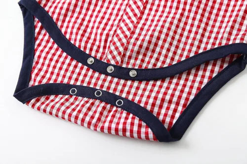 Vista 5 de Kimocat Conjunto de ropa para niños pequeños camisa a cuadros y pantalones con tirantes