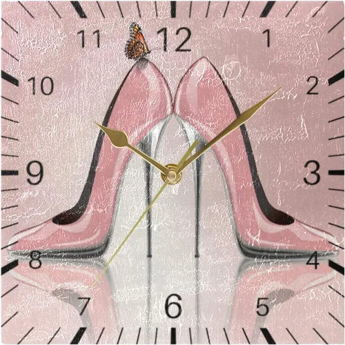 Vista 5 de ALAZA Zapatos de tacón alto de mariposa de 7.9 pulgadas, reloj de pared cuadrado, funciona con pilas, sin tictac, cuarzo silencioso para cocina