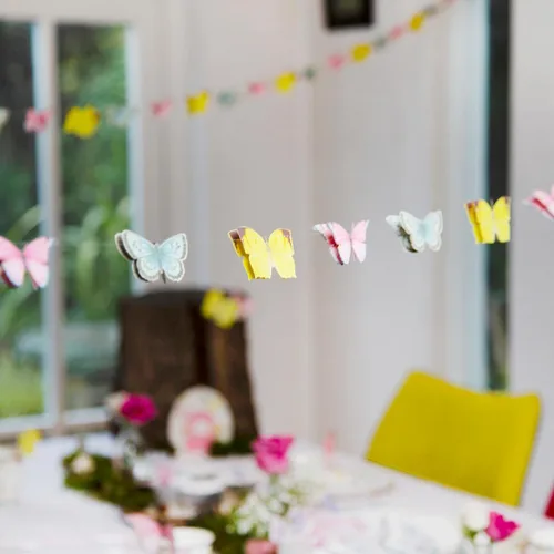 Vista 6 de Talking Tables Banderines de hadas Ideal para fiestas de té de niñas, cumpleaños y decoración rosa, papel, 3M