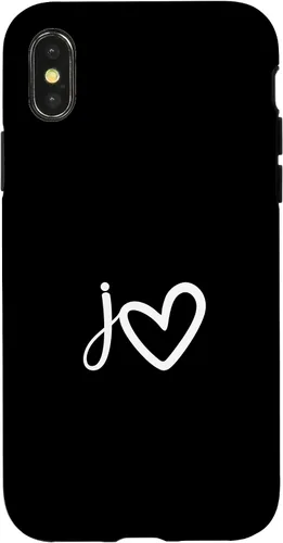 Vista 5 de Minimalist Monogram Name Initial Letter j White Heart Shape Case for iPhone 17