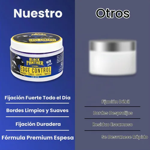 Vista 4 de Black Panther Gel de control de bordes para cabello natural y relajado 4C, con aceite de ricino, aceite de coco y aloe para apoyar la salud