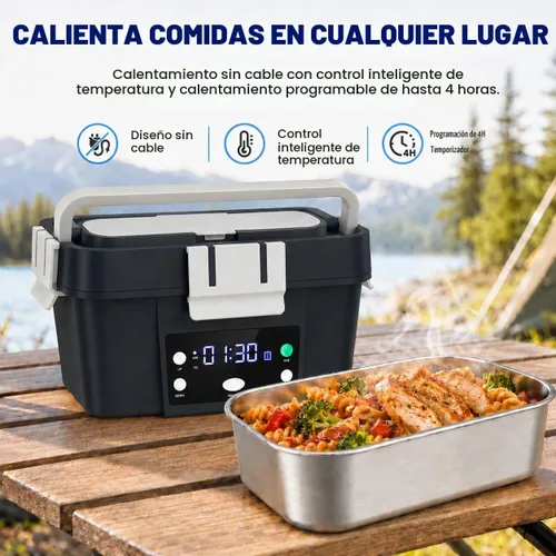 Vista 3 de Lonchera térmica inalámbrica para el trabajo, calentador de alimentos autocalentable alimentado por batería de 20000 mAh, lonchera portátil