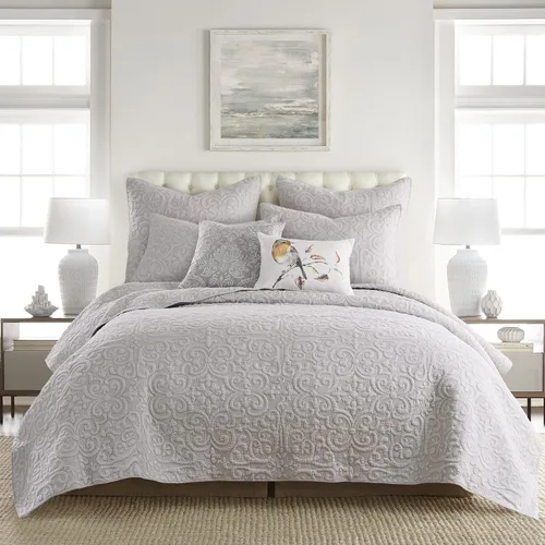 Vista 6 de Levtex Home - Sherbourne Black Stitch - Funda acolchada estándar - Medallón acolchado blanco con puntada negra - Algodón/Poliéster Puntada negra