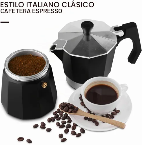 Vista 4 de wedrink Cafetera de Espresso de 3 Tazas para Estufa, Olla de Moka de Aluminio Percolador (150ml)