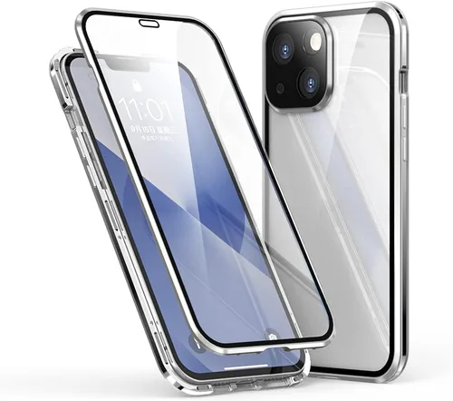Vista 10 de Funda magnética para iPhone 13 Pro Max de 360 grados de cuerpo completo, lente de cámara integrada y protector de pantalla, color negro