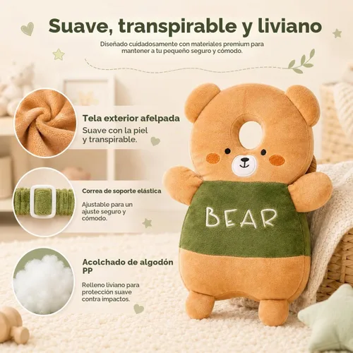 Vista 4 de Mochila protectora de cabeza para andador de bebé, mochila ajustable para protección de cabeza de bebé (estilo R)