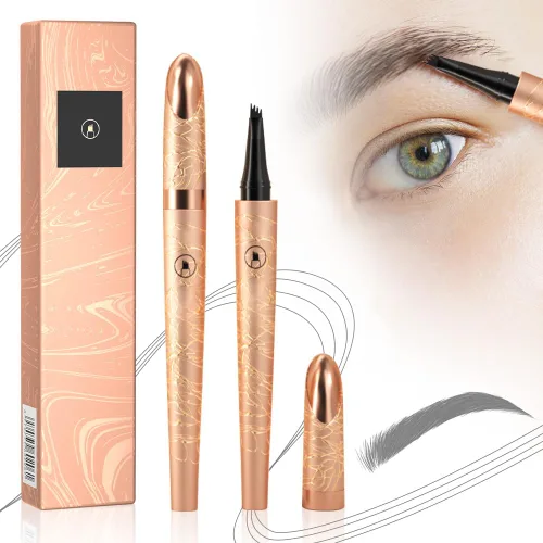Vista 7 de Lápiz de cejas Microblading, 2026 nuevo lápiz de cejas Microblading impermeable 3D con 4 puntas finas, maquillaje de cejas natural de larga duración