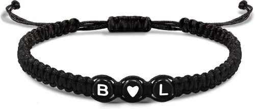 Vista 64 de Pulseras con iniciales para mujeres y hombres, regalos para novia, novio, pulseras de letras "I Love You", regalos para ella, él, mejor amigo