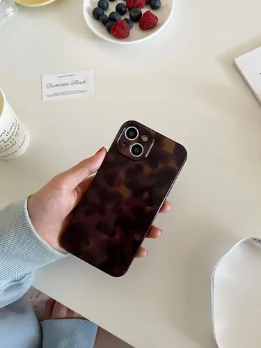 Vista 5 de Funda protectora estética de tortuga para iPhone 12 de 6.1 pulgadas, diseño retro con estampado de leopardo y ámbar marrón y ámbar para iPhone 12