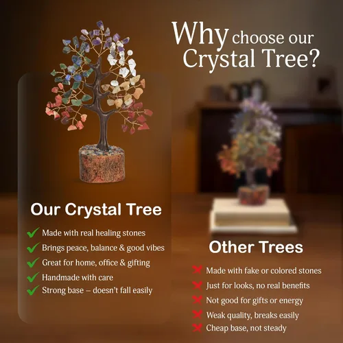 Vista 6 de Árbol de los siete chakras, árbol de la vida de cristal, regalos de inauguración de la casa, piedras de chakras, piedras preciosas y cristales