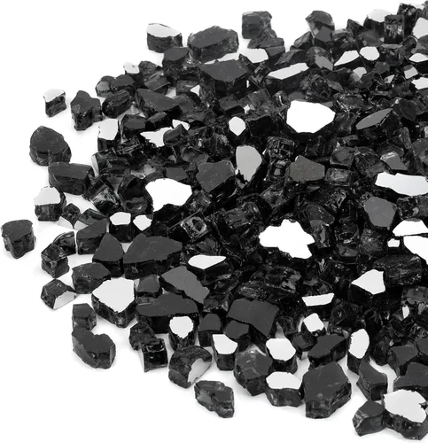 Vista 12 de Mr. Fireglass Vidrio de fuego de 10 libras, rocas de vidrio templado reflectante de 1/2 pulgada de alto brillo para chimenea, mesa de hoguera y Azul