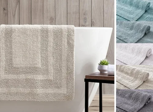 Vista 4 de Eddie Bauer - Alfombra de baño, alfombra de baño 100% algodón suave de felpa, altamente absorbente, de secado rápido y antideslizante