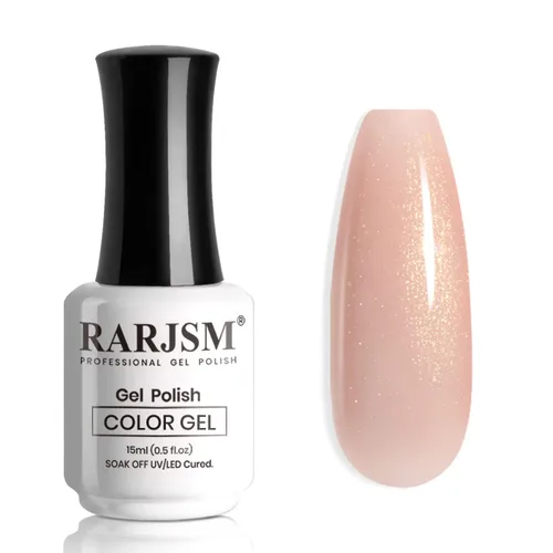 Vista 13 de RARJSM Esmalte de uñas en gel color albaricoque, dorado con brillantina, neutro, transparente, color nude, esmalte de gel para remojar para remojar