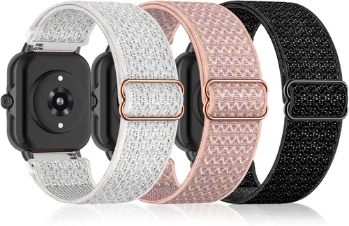 Vista 10 de Bolesi Correas elásticas de nailon compatibles con Amazfit Active 2 (cuadradas)/Active 3 Premium/Active, paquete de 3 correas deportivas de repuesto