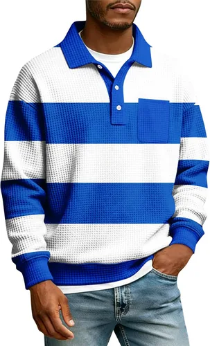 Vista 24 de Camisas de manga larga con botones a cuadros para hombre, con cuello de manga larga, estilo casual, elegante, a cuadros