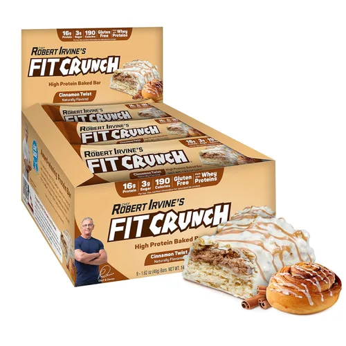 Vista 8 de FITCRUNCH - Barras de proteínas para aperitivo de tamaño snack, barra horneada de 6 capas, 4 g de azúcar, sin gluten y centro suave de pastel