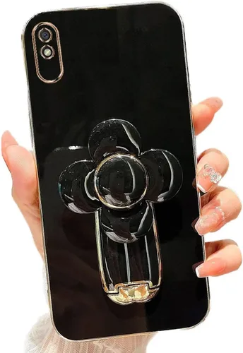 Vista 47 de Miagon - Funda con soporte para Xiaomi Redmi A1, galvanizado suave TPU protector delgado a prueba de golpes con molinete giratorio soporte de flores