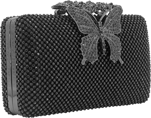 Vista 2 de Dexmay - Bolso de noche para mujer con cierre de mariposa y diamantes de imitación