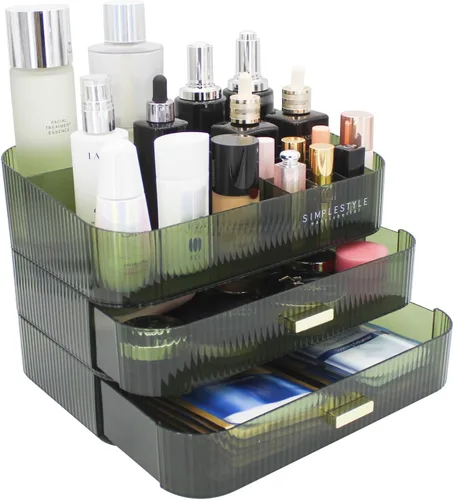 Vista 8 de Organizador de maquillaje con cajones apilables, organizadores y almacenamiento para tocador de baño, ideal para cosméticos, cuidado de la piel