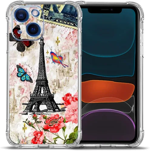 Vista 16 de Funda para iPhone 12, diseño de mariposas azules, rosas, protección contra caídas, a prueba de golpes, TPU de cuerpo completo, resistente a