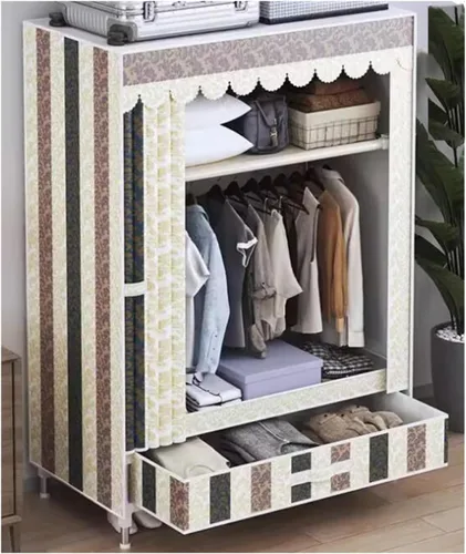 Vista 9 de Armarios grandes Armario portátil con cajón Armarios para dormitorio colgante de metal hierro ropa armario ahorra espacio armario ahorro de espacio