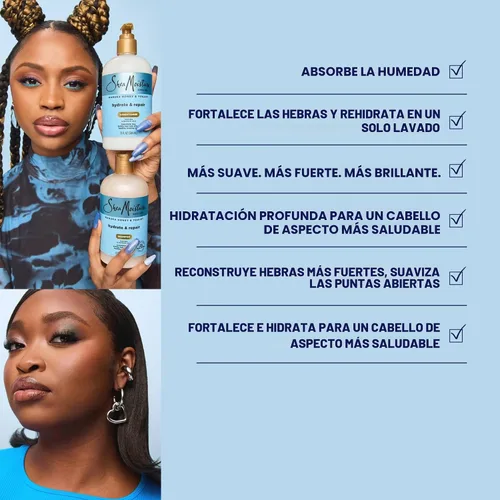 Vista 4 de SheaMoisture Champú y acondicionador, hidratación y reparación de miel de manuka y yogur + tratamiento potencial de proteínas, mascarilla capilar