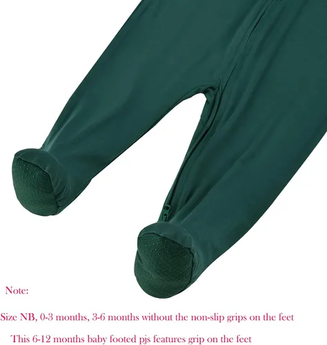 Vista 7 de Aablexema Pijama con cremallera para bebé, rayón de bambú, 3 piezas, unisex, con manopla, manga larga, pies