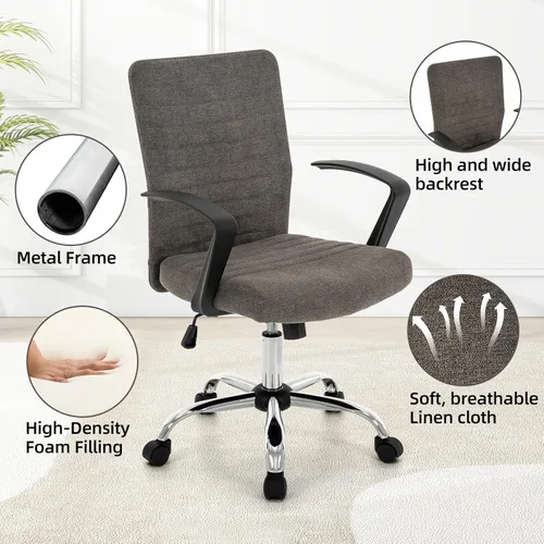 Vista 4 de 422 High Back Ribbed Office Chair Ergonomically Designed with Armrest Executive Swivel Computer Chairs with Wheels for Conference Study Leisure