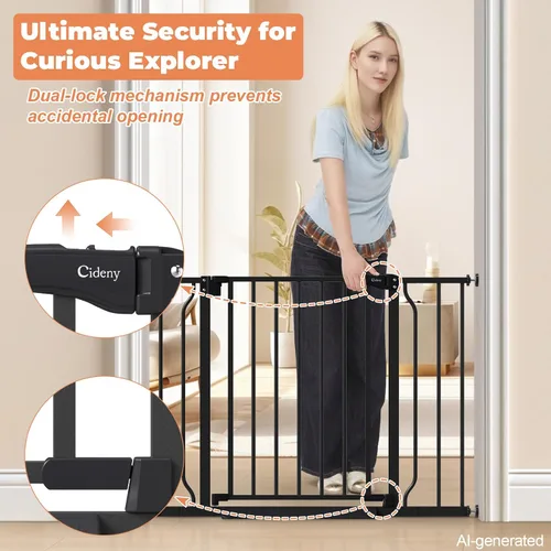 Vista 3 de Puerta de bebé para escaleras sin taladrar, puerta para perros de 29 a 40 pulgadas con cierre automático para interiores Doorways & Stairs