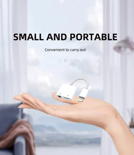 Vista 2 de Divisor Lightning a 0.138 in (paquete de 3) Adaptador AUX para iPhone para cable de auriculares, dongle Apple MFI certificado cable de carga