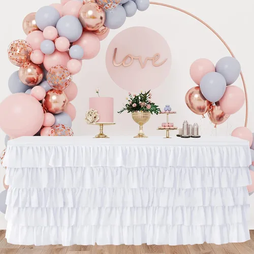 Vista 15 de Falda de Mesa de Tul Negro de 6 pies Falda de Mesa Tutú Para Mesa Rectangular Decoraciones de Fiesta de Cumpleaños Baby Shower Fiestas de Niñas