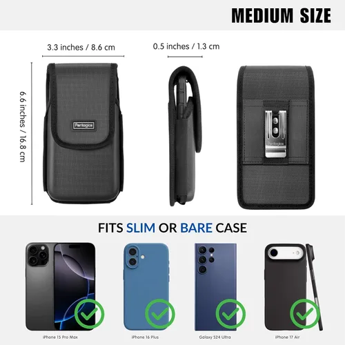 Vista 5 de Perilogics Funda acolchada de EVA para teléfono con cierre magnético, tela de sarga protectora y clip para cinturón personalizado, compatible