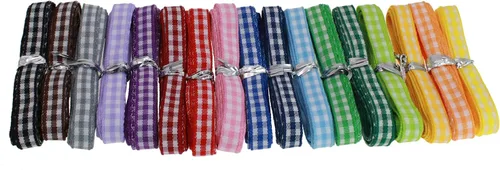Vista 9 de Cinta de cuadros de 34 yardas, 17 colores, patrón a cuadros, borde tejido para envolver regalos, costura, lazos para el pelo (1 pulgada)