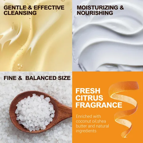 Vista 4 de Body & Earth Cestas de regalo para hombres, juego de baño con aroma cítrico para baño y cuerpo con loción corporal, gel de ducha, baño de burbujas