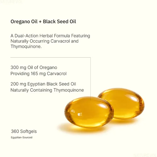 Vista 2 de Aceite de orégano con aceite de semilla negra, 360 cápsulas