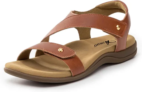 Vista 10 de Athlefit Sandalias ortopédicas cómodas para mujer con soporte de arco ajustable para caminar sandalias ortopédicas casuales