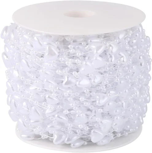 Vista 15 de Cadikez Cadena de 98 pies de cuentas de perlas, rollo de cuentas de perlas de imitación negras de 8 mm y 3 mm a granel para decoración de flores
