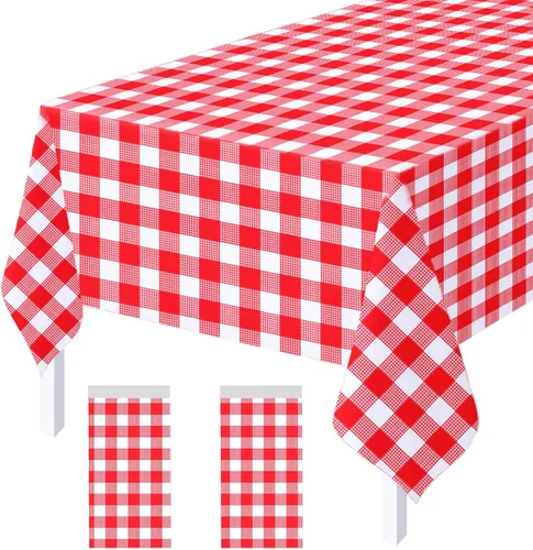 Vista 14 de Paquete de 2 Manteles de Plástico Beige Desechables Cubiertas de Mesa Mantel Rectangular Beige para Fiesta Baby Shower Boda Cumpleaños Mantel