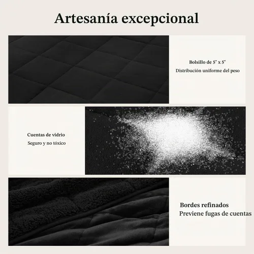 Vista 5 de Sivio Manta con peso para adulto, tamaño individual, 15 libras, 48 x 72 Negro