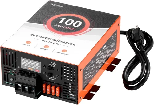 Vista 15 de VEVOR Convertidor de energía para RV, 35 Amp, Convertidor de 110V AC a 12V DC para RV, cargador de batería, carga inteligente de 4 etapas, rango