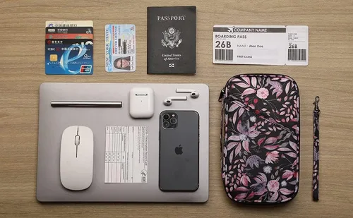 Vista 7 de Soporte para pasaporte de viaje RFID para la familia, soporte grande impermeable para pasaporte de viaje para hombres y mujeres, organizador