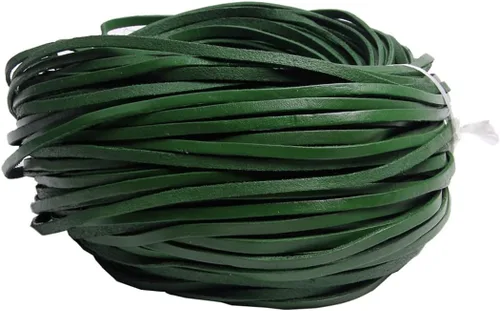 Vista 20 de Cuerda de cuero genuino de 21 yardas, cuerda plana de cuero trenzado para hacer joyas, collares, pulseras, cordones de zapatos, correas de bolsa