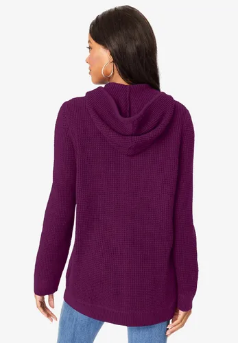 Vista 3 de Roaman's Chaqueta térmica tipo cárdigan con capucha y cremallera para mujer, talla grande