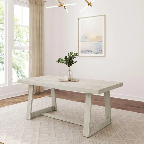 Vista 13 de Plank+Beam - Mesa de comedor de 48 pulgadas estilo granja, mesa de cocina rústica de madera maciza, mesa de comedor para el comedor, mobiliario